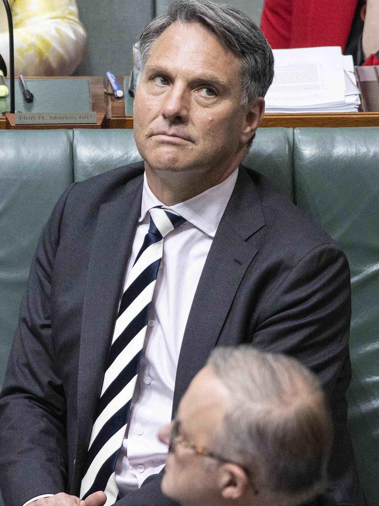 Richard Marles with his blue and white tie. Picture: NCA NewsWire / Gary Ramage