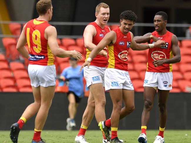 Former Darwin Buffaloes star Malcolm Rosas continues to make a strong impression at the Suns. Picture: Albert Perez/Getty Images via AFL Photos