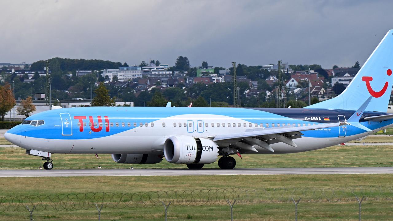 A 737 MAX, this one operated by the German airline TUI. Picture: Thomas Kienzle/AFP