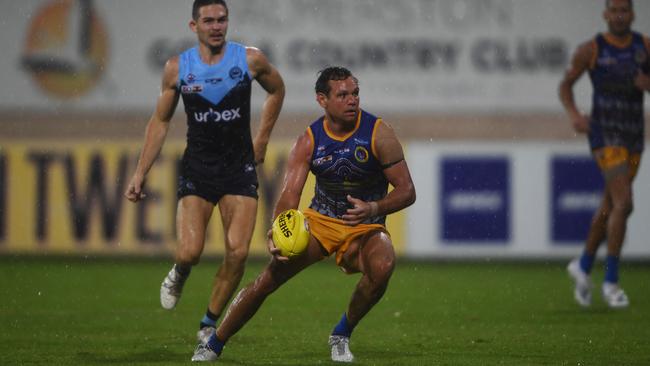 Steven Motlop plays for the Wanderers in round 1 of the NTFL 22/23 season. Picture: Amanda Parkinson