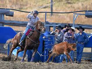 NOT GOING ANYWHERE: Shanae Payne in the steer roping event. Picture: Alistair Brightman