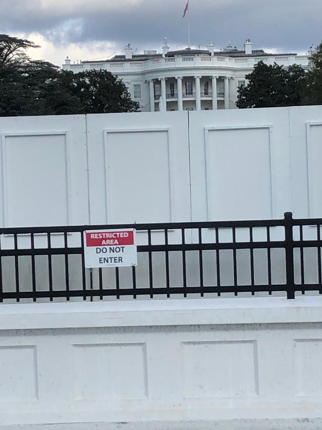 The White House is seen behind protective barricades. Picture: Chris Kenny