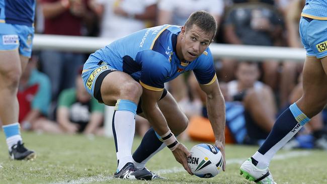 Titans' Will Zillman in action in the NRL pre-season trial between the Gold Coast Titans and South Sydney Rabbitohs at Burleigh Bears Leagues Club on Saturday. Picture: Jerad Williams