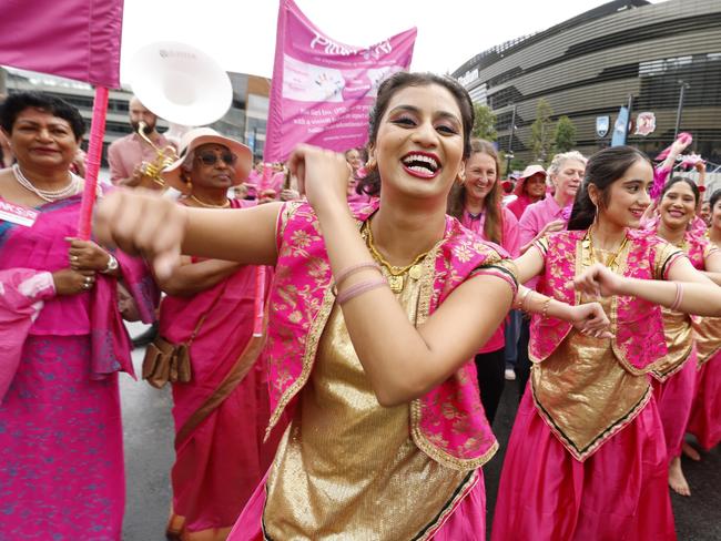 The Pink Parade takes place before day one of the Fifth Men's Test Match in the series between Australia and India at the SCG. Picutre: Darrian Traynor/Getty Images