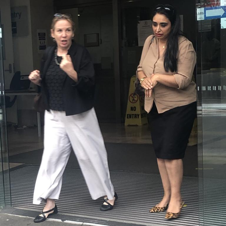 Grewal (right) with her lawyer at court.