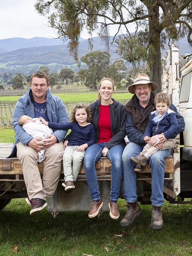 John Darling (far right) with daughter Grace, her partner Luke and their three children.