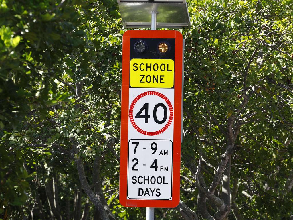 Some Brisbane school zone signs include fixed speed cameras. Picture: NCA NewsWire/Tertius Pickard