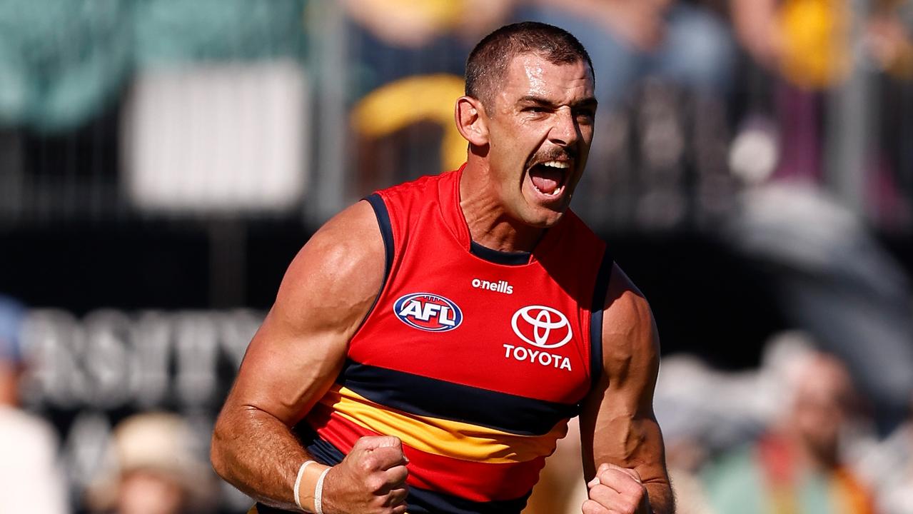 Taylor Walker kicked four goals for the Crows. Picture: Michael Willson/AFL Photos via Getty Images