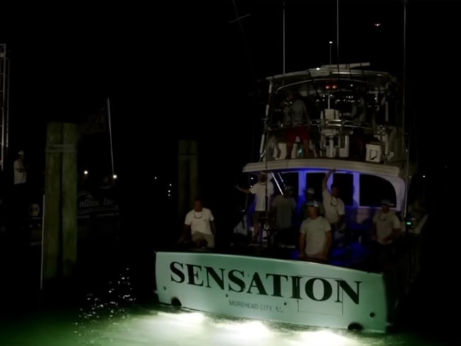 The crew reeled in a 619-pound marlin. Picture: YouTube