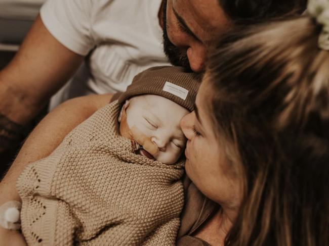 Rebecca and Tim Spreadborough’s baby boy, Alby, died at the Emerald Hospital shortly after birth due to an obstructed labour. Picture: White Picket Fence Photography