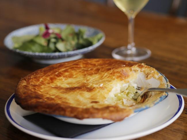 Smoked Cod, cabbage and leek pie with broadbean leaf salad at Tom McHugo’s. PIC: MATT THOMPSON