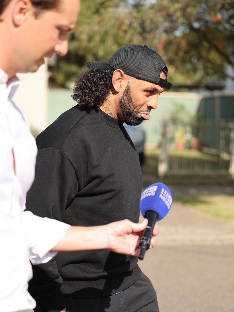 Josh Addo Carr leaving his home this week. Picture: Tim Hunter