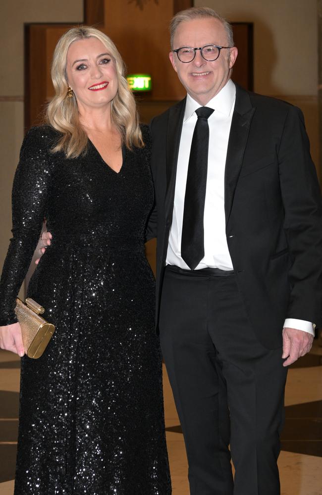 Mr Albanese and Jodie Haydon at the Midwinter Ball at Parliament House. Picture: Getty Images