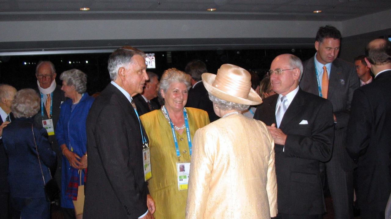 MARCH 17, 2006: Gold Coast Mayor Ron Clark and his wife talking to Queen Elizabeth and Prime Minister John Howard.