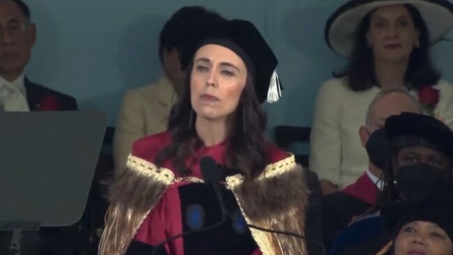 Jacinda Ardern addresses 8000 graduates at the Harvard commencement speech in 2022. Picture: Harvard.