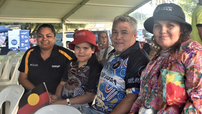 Justine, Francis and Damian Williams and Katrina Hill were among thousands of Territorians who took part in the 2023 NAIDOC march in Darwin, which saw the highest number of marchers the Territory has seen. Picture: Sierra Haigh