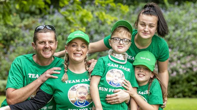 Team Jack: Blair and Donna Copperwait with Jack, 7, Maddie, 9 and Paris, 16. Picture: Tim Carrafa