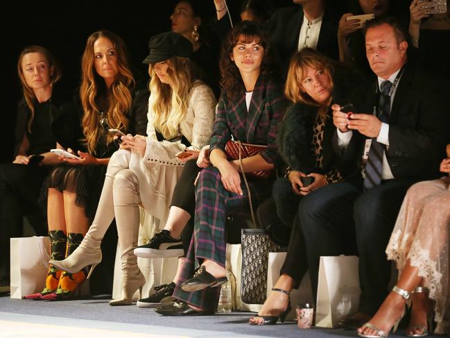 Tash Sefton, Elle Ferguson and Georgia Fowler attend the Alice McCall show at Mercedes-Benz Fashion Week Resort 18 Collections at Carriageworks on May 15, 2017 in Sydney, Australia. Picture: AAP
