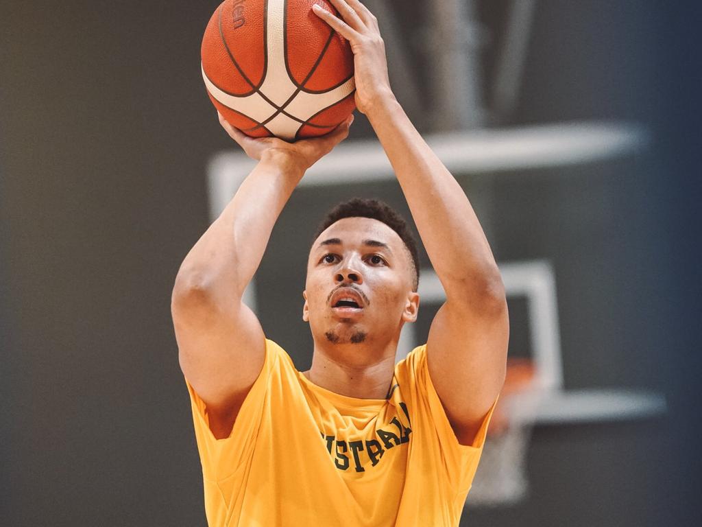 Boomers star Dante Exum training in LA ahead of the Tokyo Olympics. Picture: Basketball Australia.