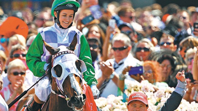 Last year’s Melbourne Cup winner Michelle Payne at Flemington Race Course on November 3, 2015. Picture: Scott Barbour/Getty Images