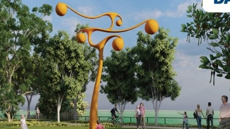 A 'kinetic sculpture' designed by New Zealand artist Phil Price set to be installed at Bundilla Beach in November will no longer be orange. Picture: City of Darwin