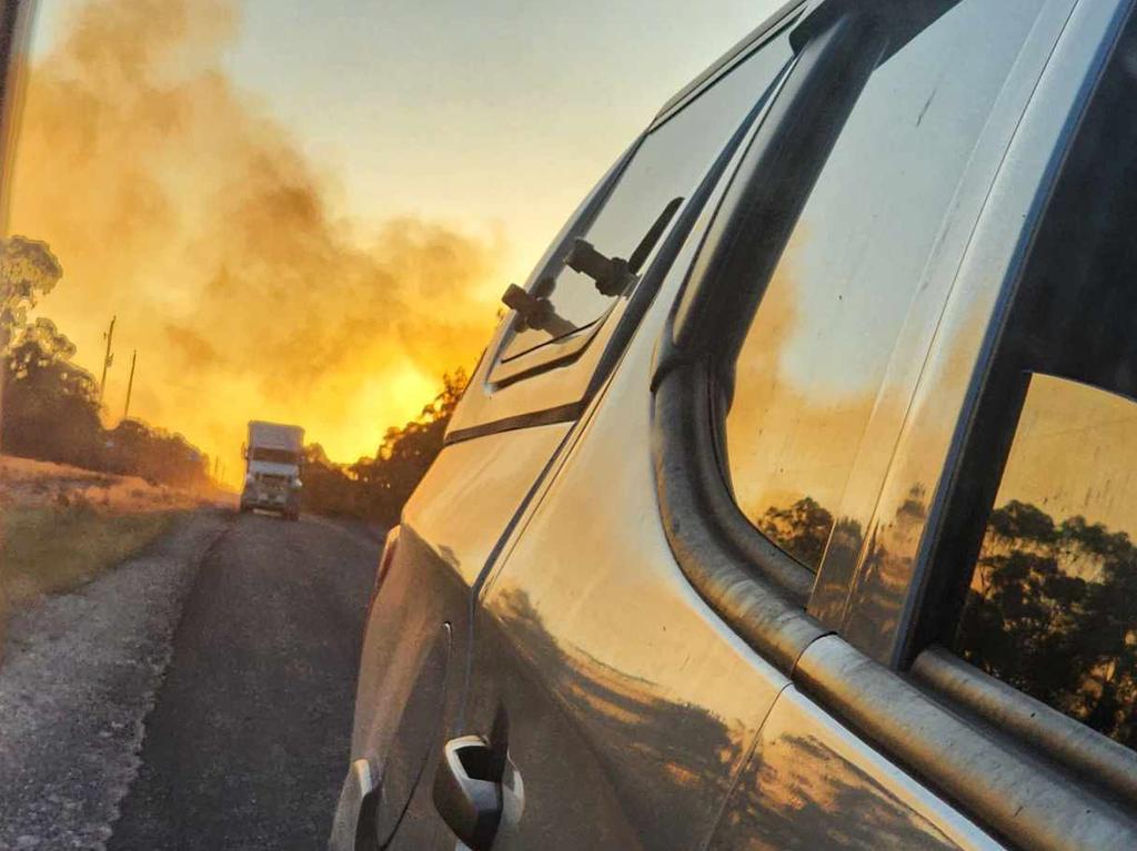 Fire burns just outside Tara. Picture: Melissa Grant