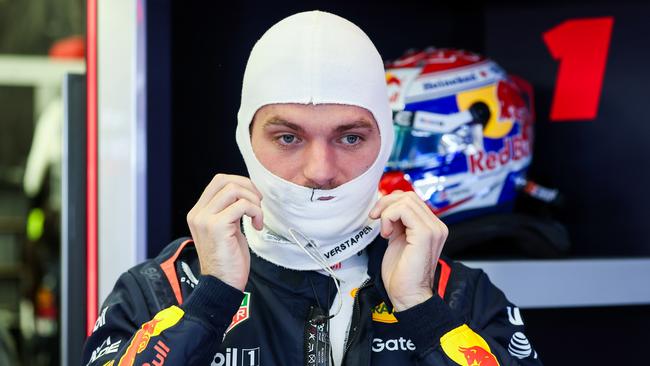 BAHRAIN, BAHRAIN - FEBRUARY 28: Max Verstappen of the Netherlands and Oracle Red Bull Racing prepares to drive in the garage during day three of F1 Testing at Bahrain International Circuit on February 28, 2025 in Bahrain, Bahrain. (Photo by Mark Thompson/Getty Images)