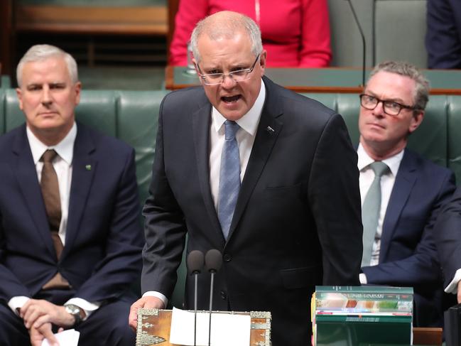 PM Scott Morrison during Question Time in Parliament. Picture Kym Smith