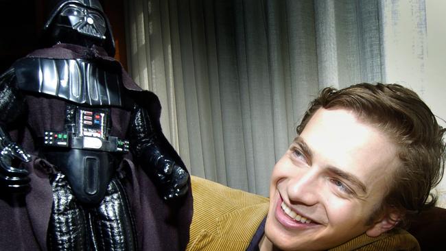 Actor Hayden Christensen with a Darth Vadar doll in 2005.