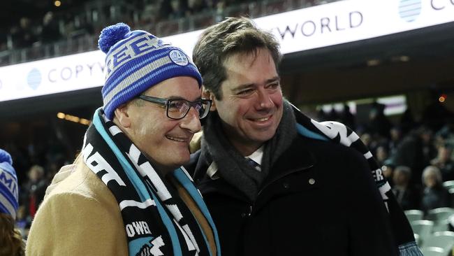 David Koch and outgoing AFL boss Gillon McLachlan in 2018. Picture: Sarah Reed