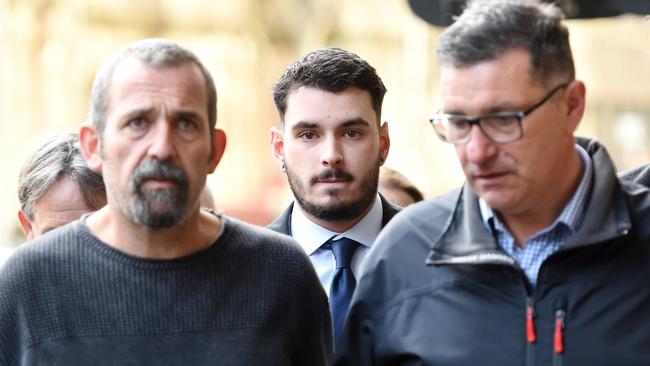 Alex Agelopoulos leaves Melbourne Magistrates’ Court following a hearing. Picture: Nicki Connolly