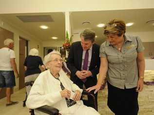 HOME SWEET HOME: Ballina Community Aged Care resident Nola Kilby chats with Ballina MP Don Page and the centre's facility manager Pam Osborne after Mr Page officially opened the aged care facility. Photo Doug Eaton / Ballina Shire Advocate. Picture: Doug Eaton