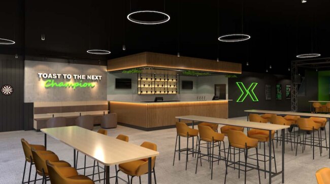 Two Ex-Army mates are taking a shot at the Gold Coast's golfing scene, opening the city's first ever X-Golf franchise located at Ashmore. Render of expected interior. Picture: Supplied