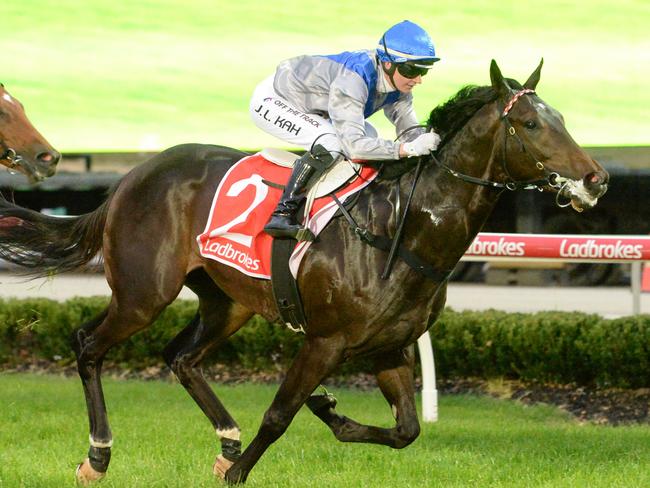 Angel Capital ridden by Jamie Kah wins the Frankston Sand Soil & Mini Mix 2YO Maiden Plate at Cranbourne Racecourse on April 26, 2024 in Cranbourne, Australia. (Photo by Ross Holburt/Racing Photos via Getty Images)