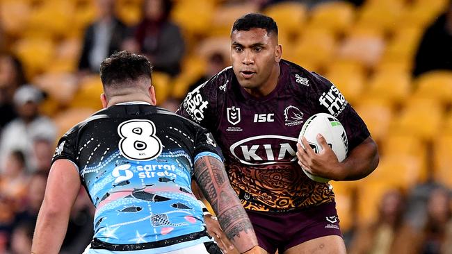 Tevita Pangai Jr will be ready to go for Brisbane’s clash with South Sydney. Picture: Bradley Kanaris/Getty Images