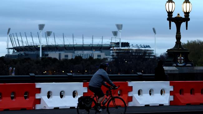 Bollards on Princes Bridge. Picture: Nicole Garmston