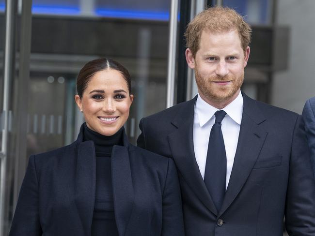 Prince Harry and Meghan on a visit to the World Trade Center. Picture: Lev Radin/Pacific Press/LightRocket via Getty