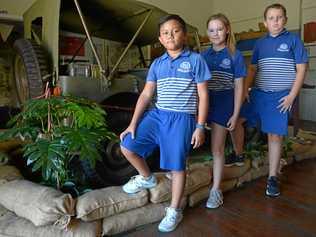 Simon Sirad, Montana Partridge and Bryce Anger at Rockhampton's Military Museum. Picture: Jann Houley