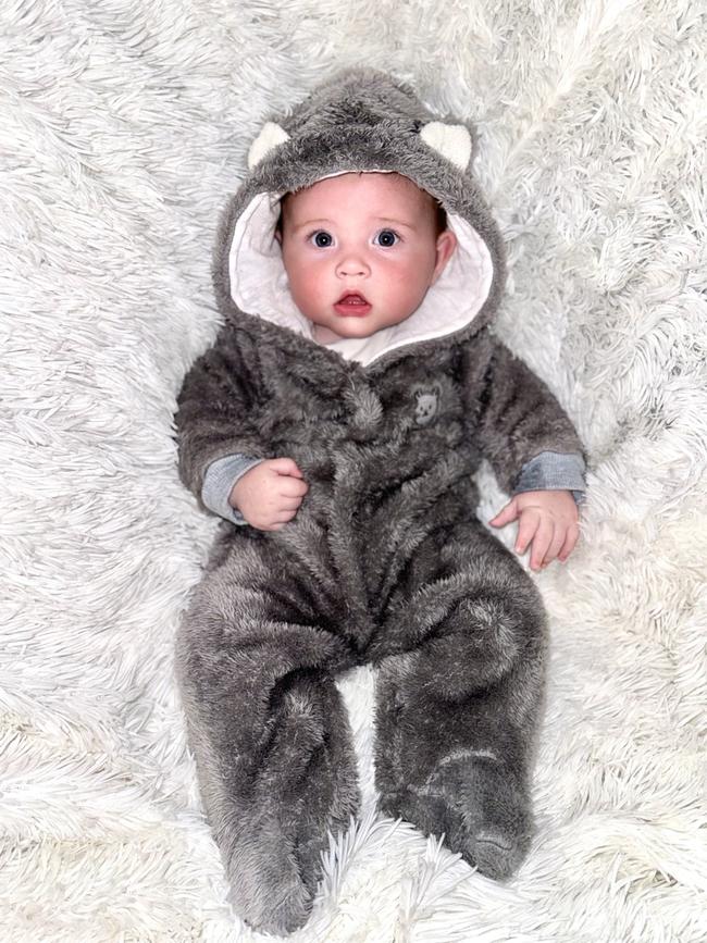 Oakley Downey, four and a half months old. Oakley has made the perfect addition to our family, he has been on many camping trips in his first few months of life and enjoys spending time sharing cuddles and his growth with the elderly at Drysdale Grove. Oakley loves trying new foods and engaging his senses in all new experiences everyday. Finger painting is our favourite.
