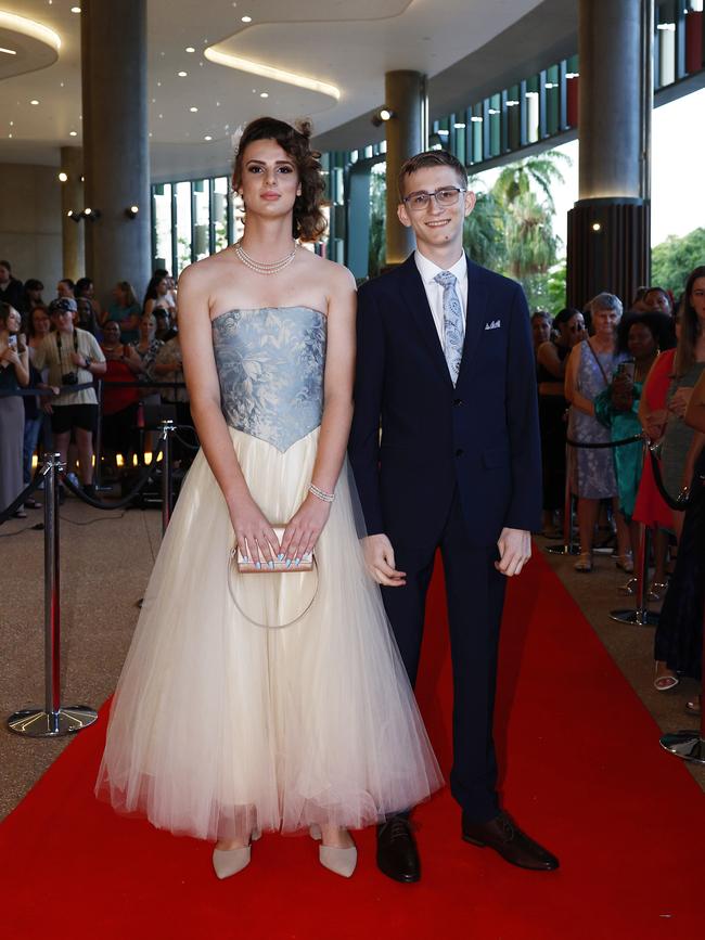 Bill McDonald and Oliver Spray arrive at the Trinity Bay High School formal evening, held at the Cairns Convention Centre. Picture: Brendan Radke