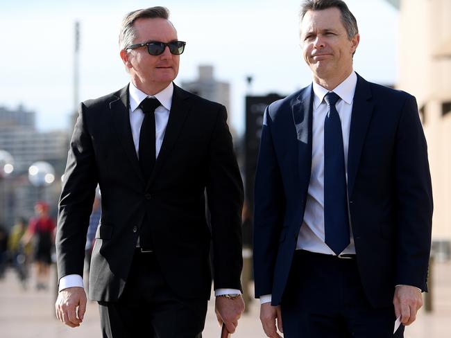 Labor MPs Chris Bowen and Jason Clare. Picture: AAP