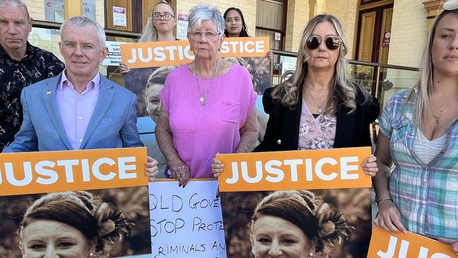 Friends and family of Sheree Robertson doing a peaceful protest outside Maryborough Courthouse.