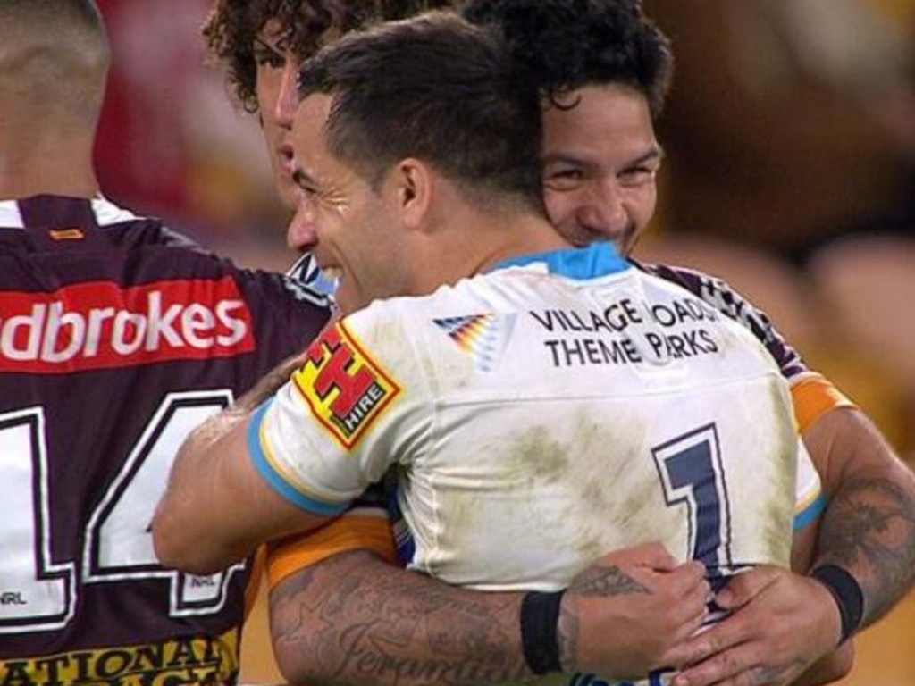 Brisbane Bronco fans and NRL supporters were not happy with Broncos player Issac Luke and others smiling and laughing with Gold Coast Titans player after the team lost there 5th straight game