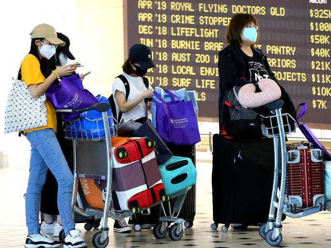 Coronavirus - Possible  International students from Thai Airways Flight pictured arriving the Brisbane International Airport before starting there university courses, Brisbane Monday 9th March 2020 AAPimage/David Clark