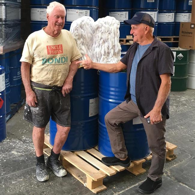 Barry Bennett (left) with another surfboard design great, Bob McTavish. Picture: Facebook