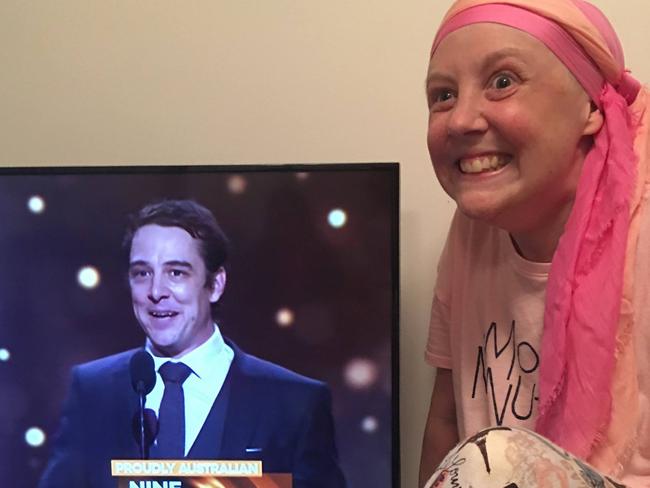 Samuel Johnson sick sister Connie watching Sam take out the Gold Logie. Supplied: Love Your Sister/ Facebook.