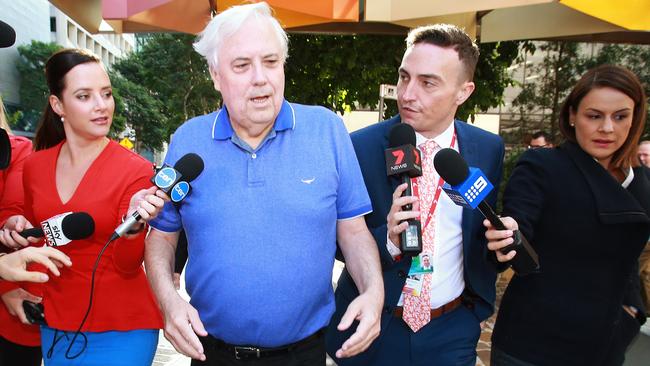 Clive Palmer arrives at Brisbane’s Federal Court yesterday. Picture: Claudia Baxter