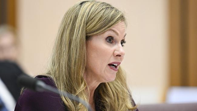 Australia's eSafety Commissioner Julie Inman Grant at the Environment and Communications Legislation Committee Estimates at Parliament House in Canberra. Picture: NewsWire / Martin Ollman