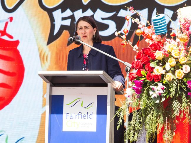 NSW Premier Gladys Berejiklian at the Cabramatta Moon Festival in 2018 to celebrate the festival’s 20 year anniversary. Picture: Jordan Shields.