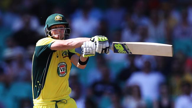 Steve Smith en route to smashing 164 at the SCG, in front of Ms McKenzie. Picture: Brett Costello